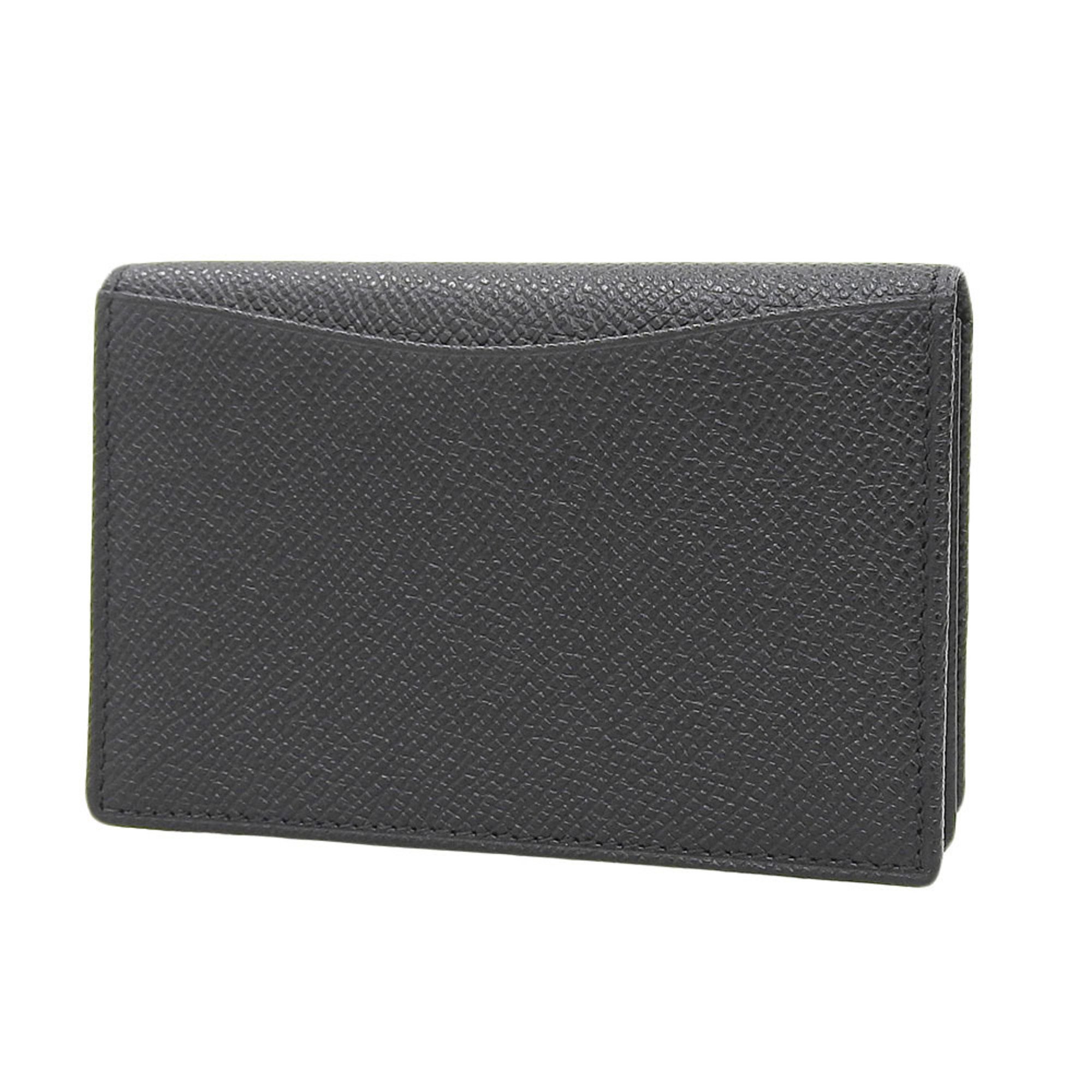 BVLGARI Business Card Holder 20361 Leather Black