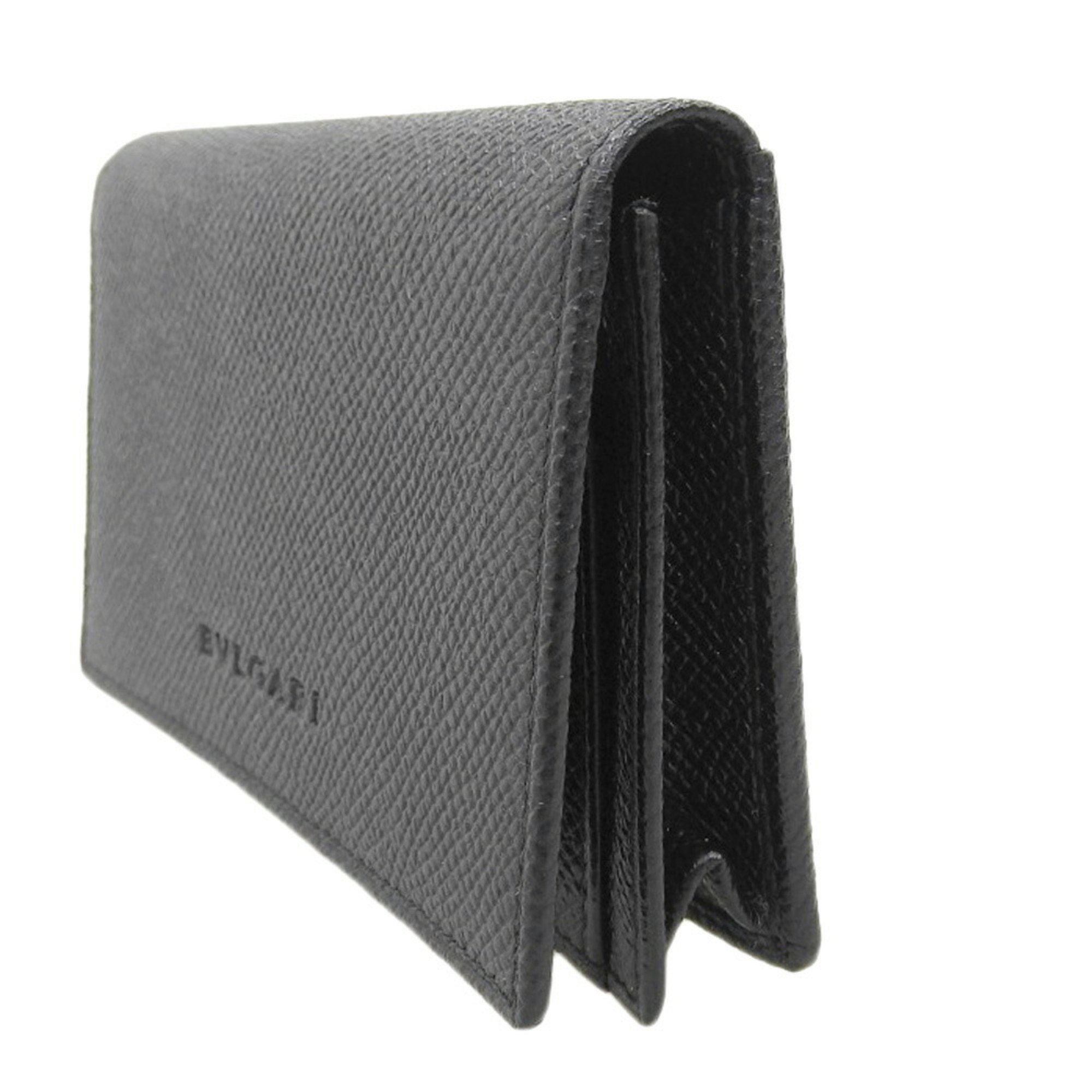 BVLGARI Business Card Holder 20361 Leather Black