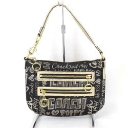 COACH Poppy Shoulder Bag Canvas Black Women's