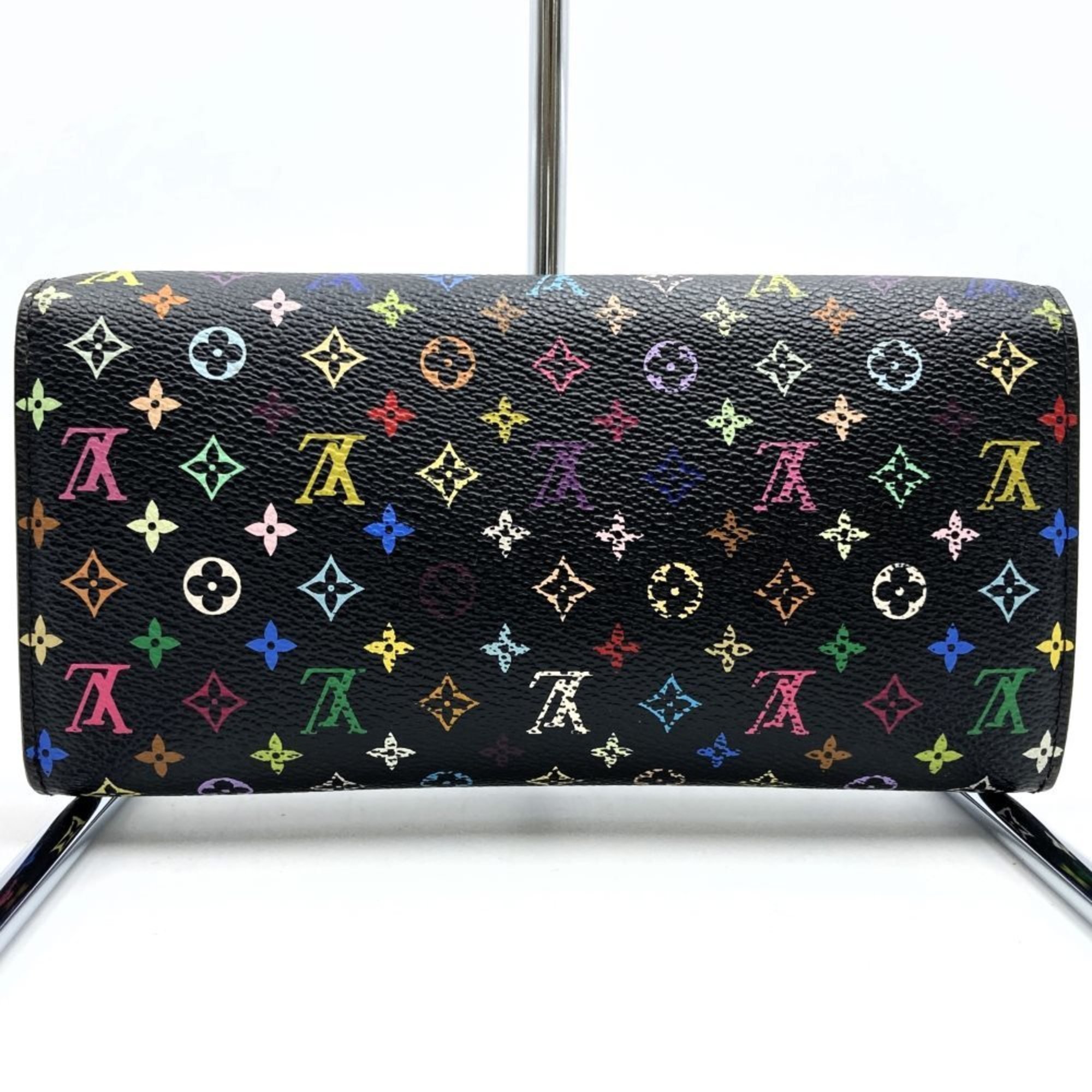 LOUIS VUITTON Louis Vuitton Portefeuille Sarah Long Wallet Bi-fold Multicolor Noir Black Grunard Pink M93747 Women's