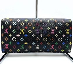 LOUIS VUITTON Louis Vuitton Portefeuille Sarah Long Wallet Bi-fold Multicolor Noir Black Grunard Pink M93747 Women's