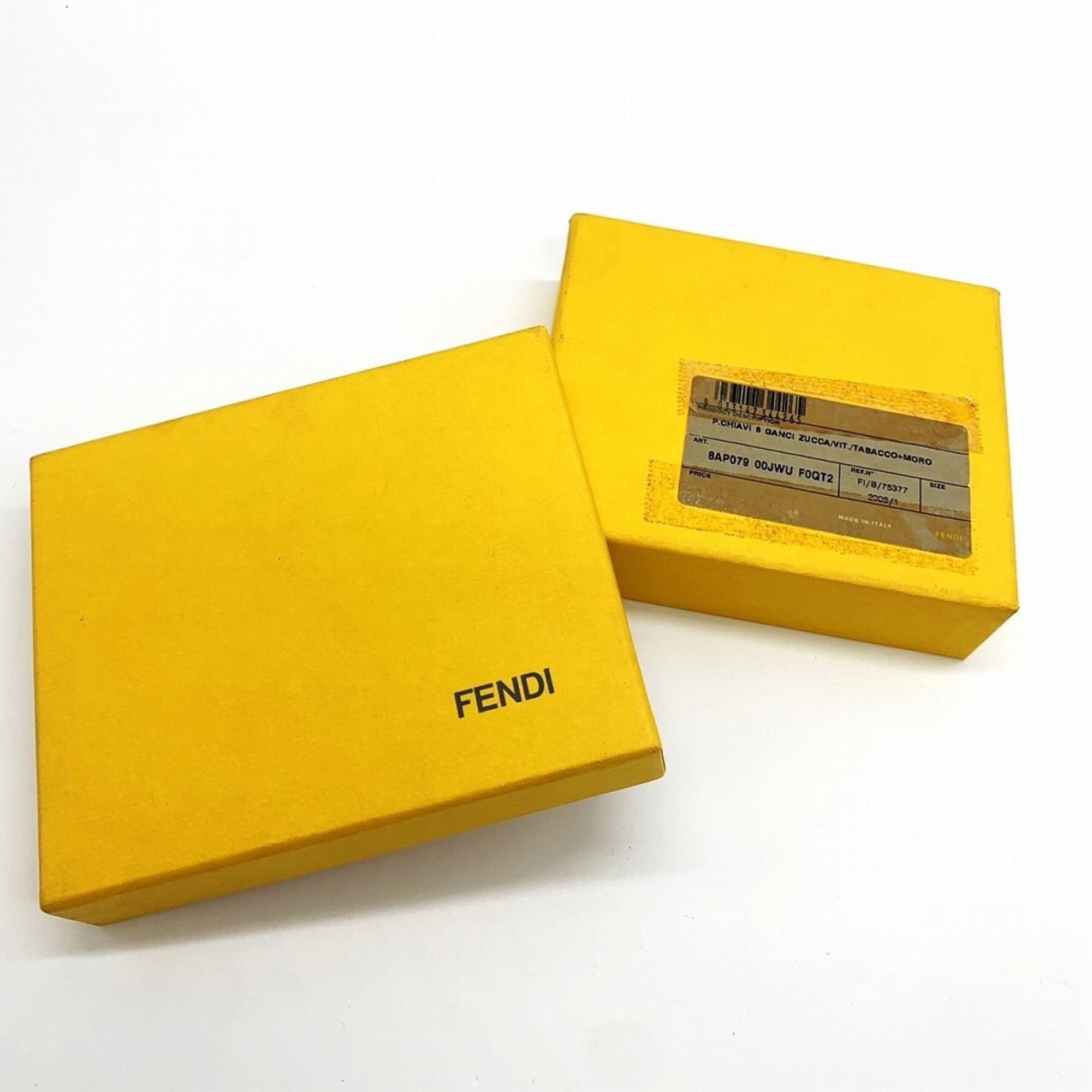 FENDI ZUCCA 6-ring key case, canvas/leather, brown, for men and women, a treat yourself