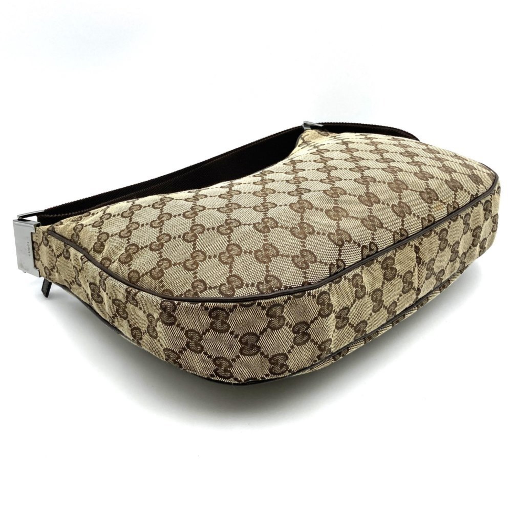 GUCCI GG Line Shoulder Bag Canvas Brown 122790 Women's