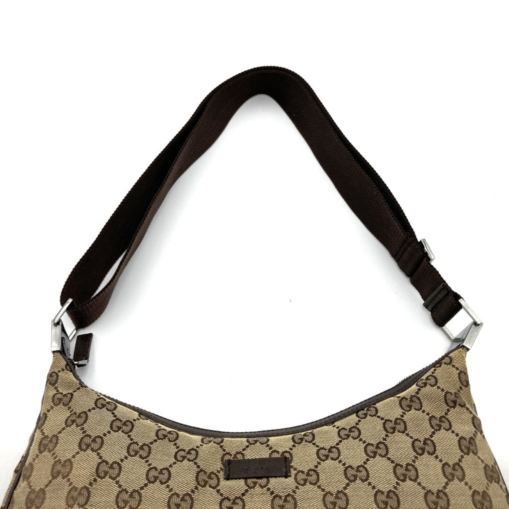 GUCCI GG Line Shoulder Bag Canvas Brown 122790 Women's