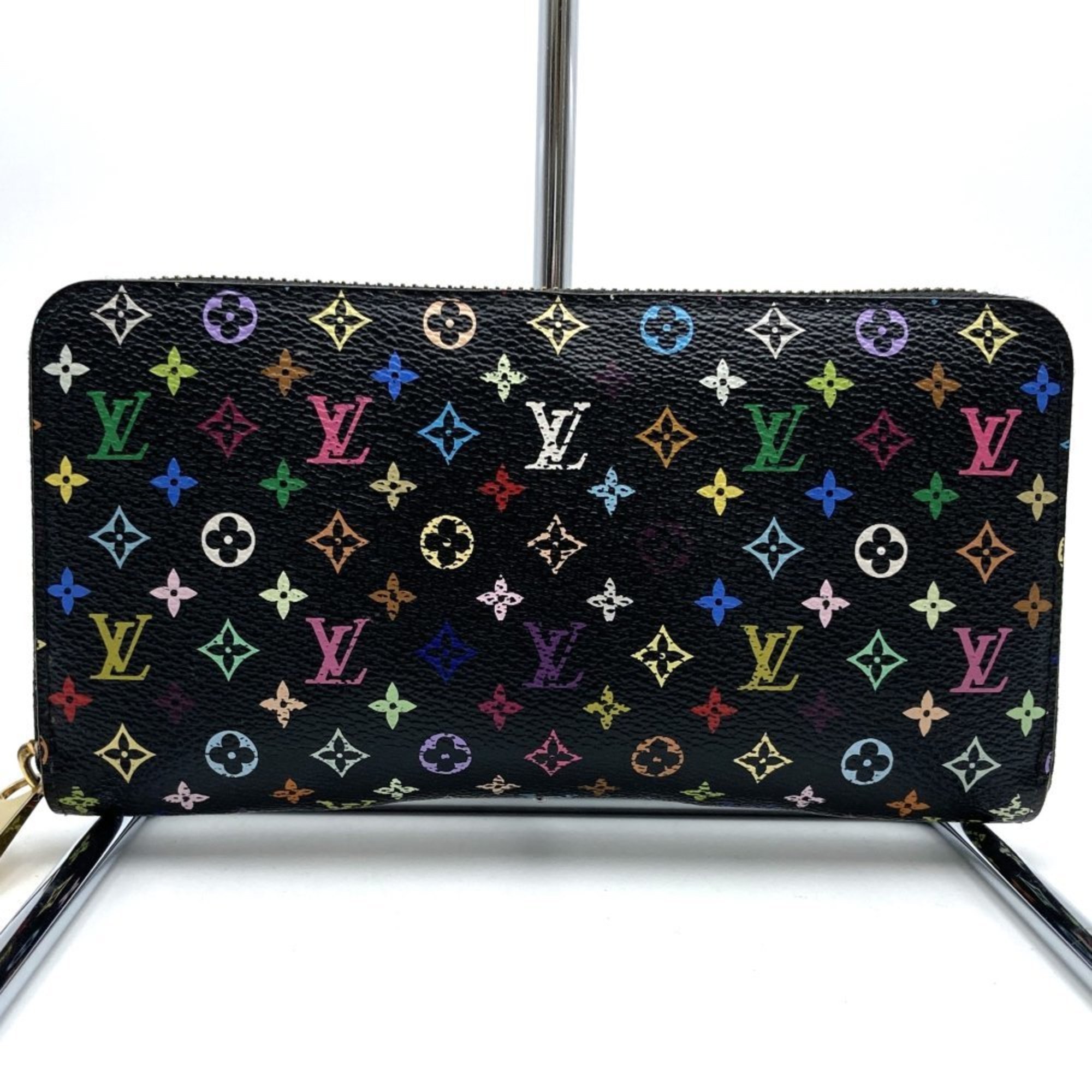 LOUIS VUITTON Louis Vuitton Monogram Multicolor Zippy Wallet Round Long Black Pink M60243 Women's