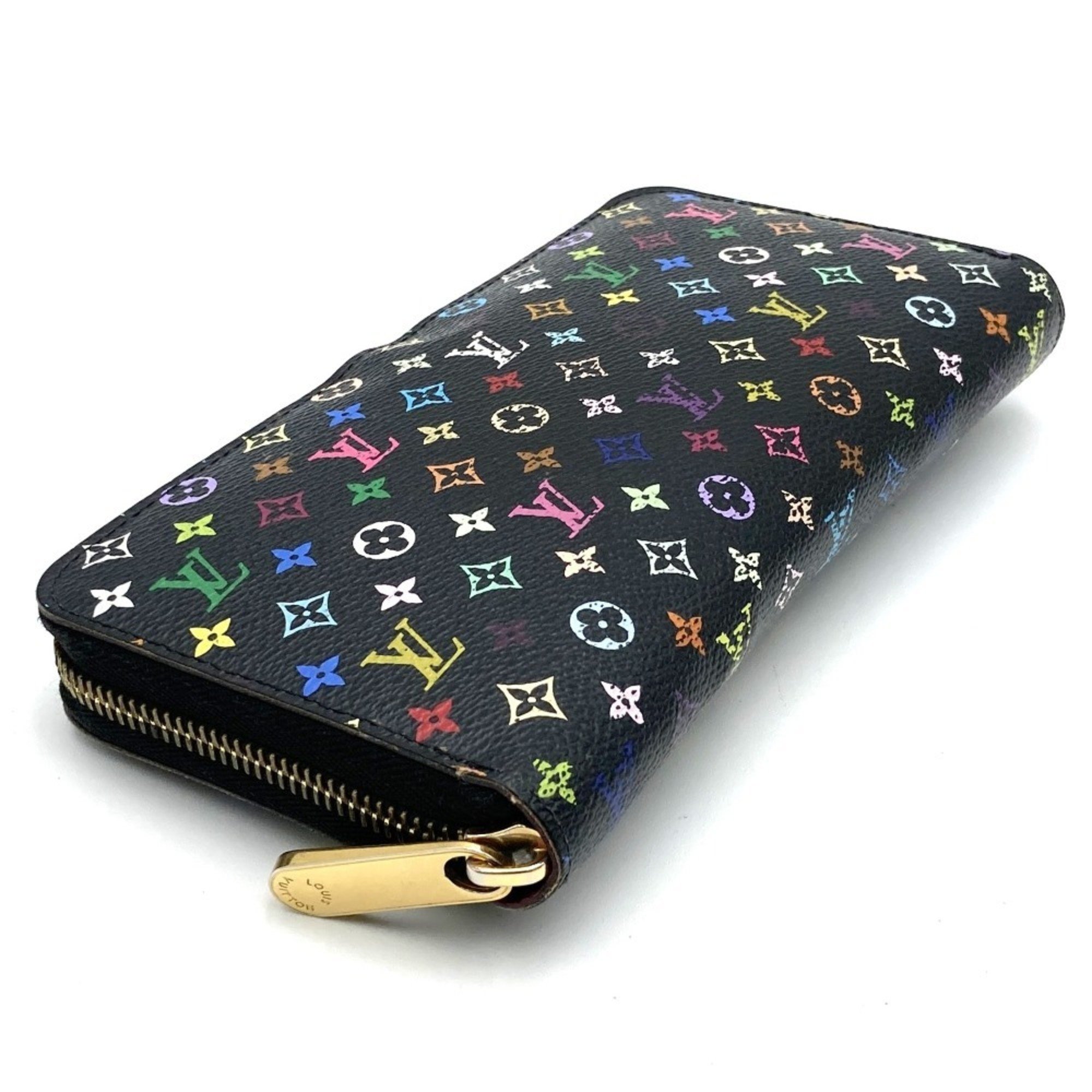 LOUIS VUITTON Louis Vuitton Monogram Multicolor Zippy Wallet Round Long Black Pink M60243 Women's