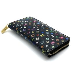 LOUIS VUITTON Louis Vuitton Monogram Multicolor Zippy Wallet Round Long Black Pink M60243 Women's