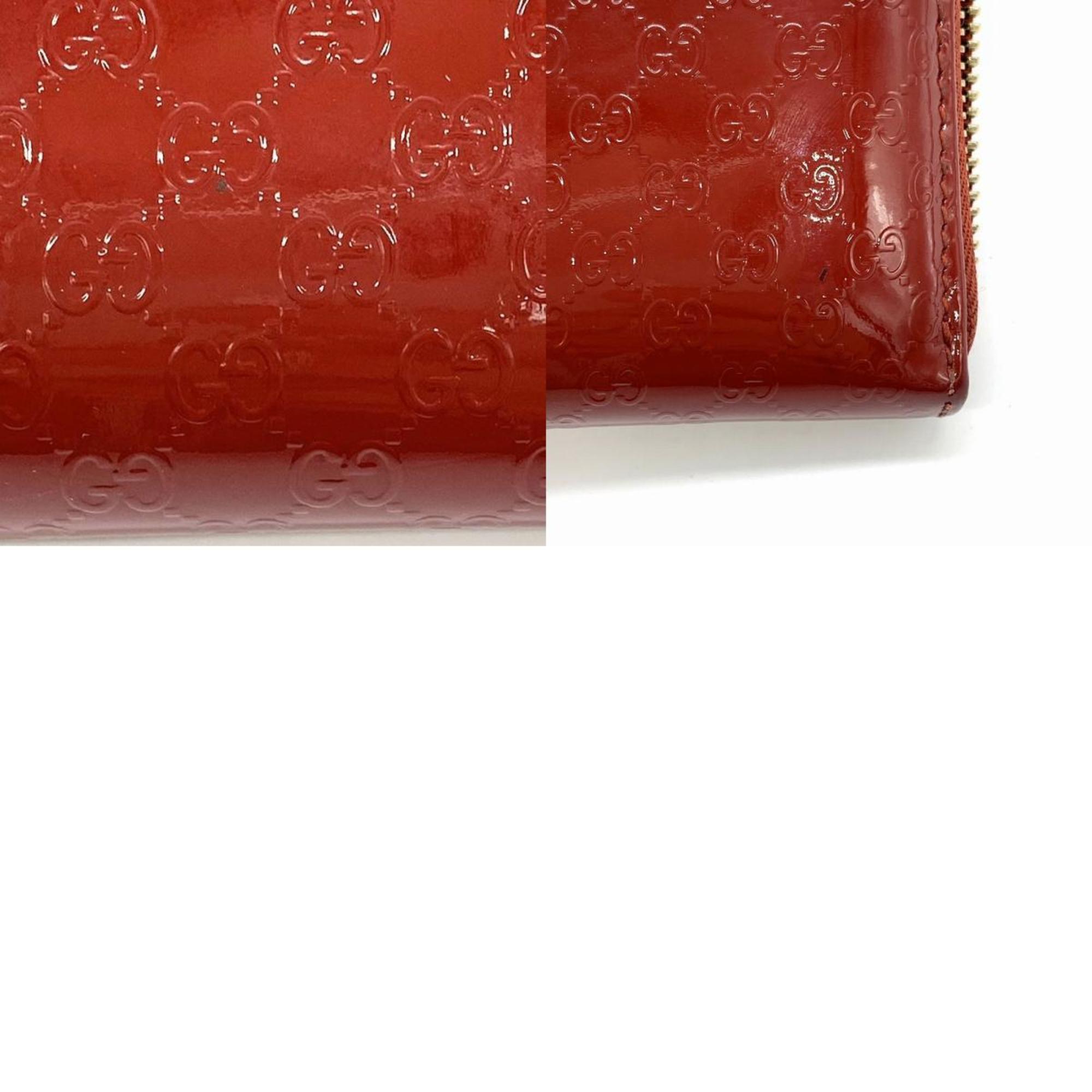 GUCCI Micro GG Heart Long Wallet Round Enamel Red 308260 Women's