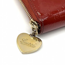 GUCCI Micro GG Heart Long Wallet Round Enamel Red 308260 Women's