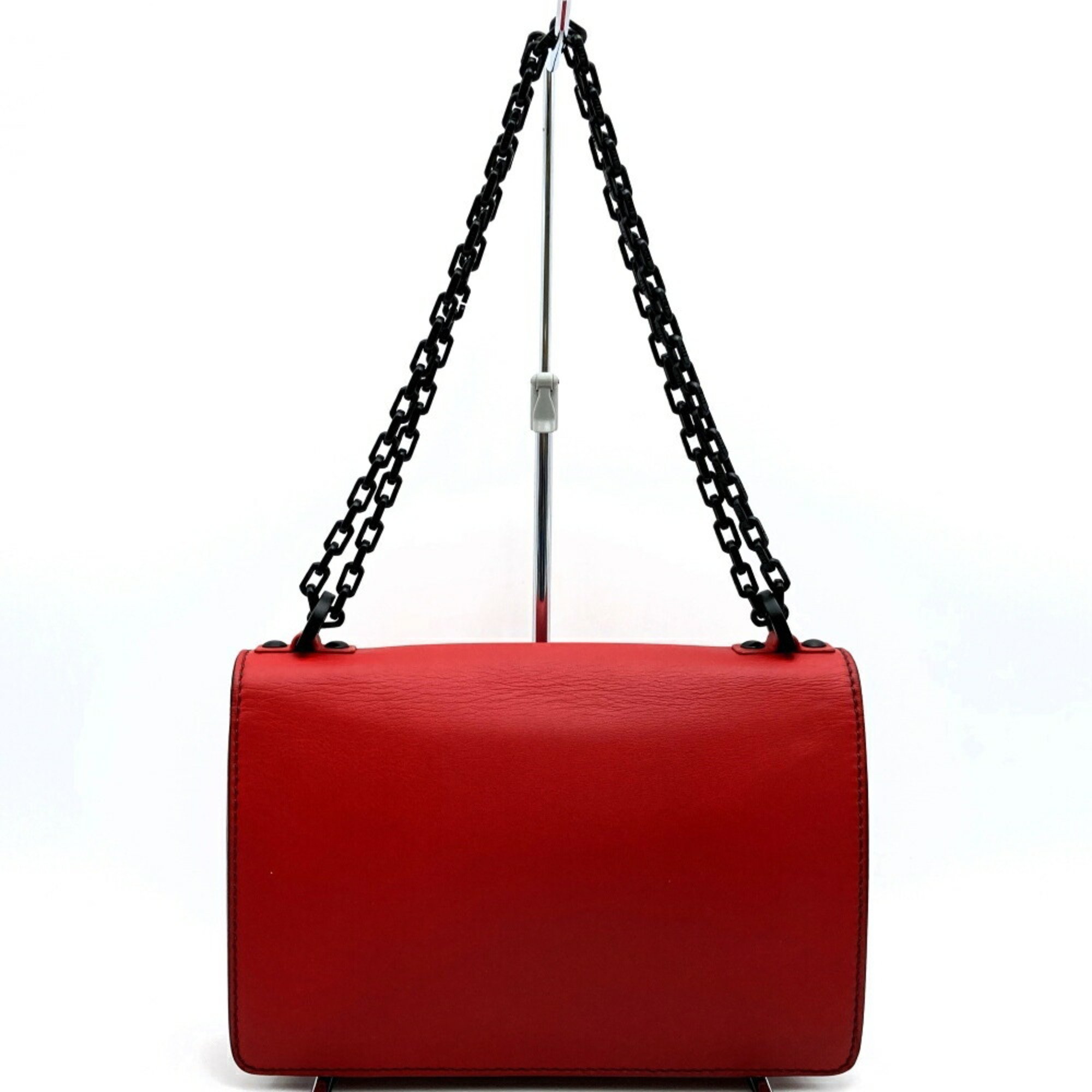 Christian Dior Dior JADIOR Chain Shoulder Bag Leather Red/Black Maria Grazia Chiuri Women's