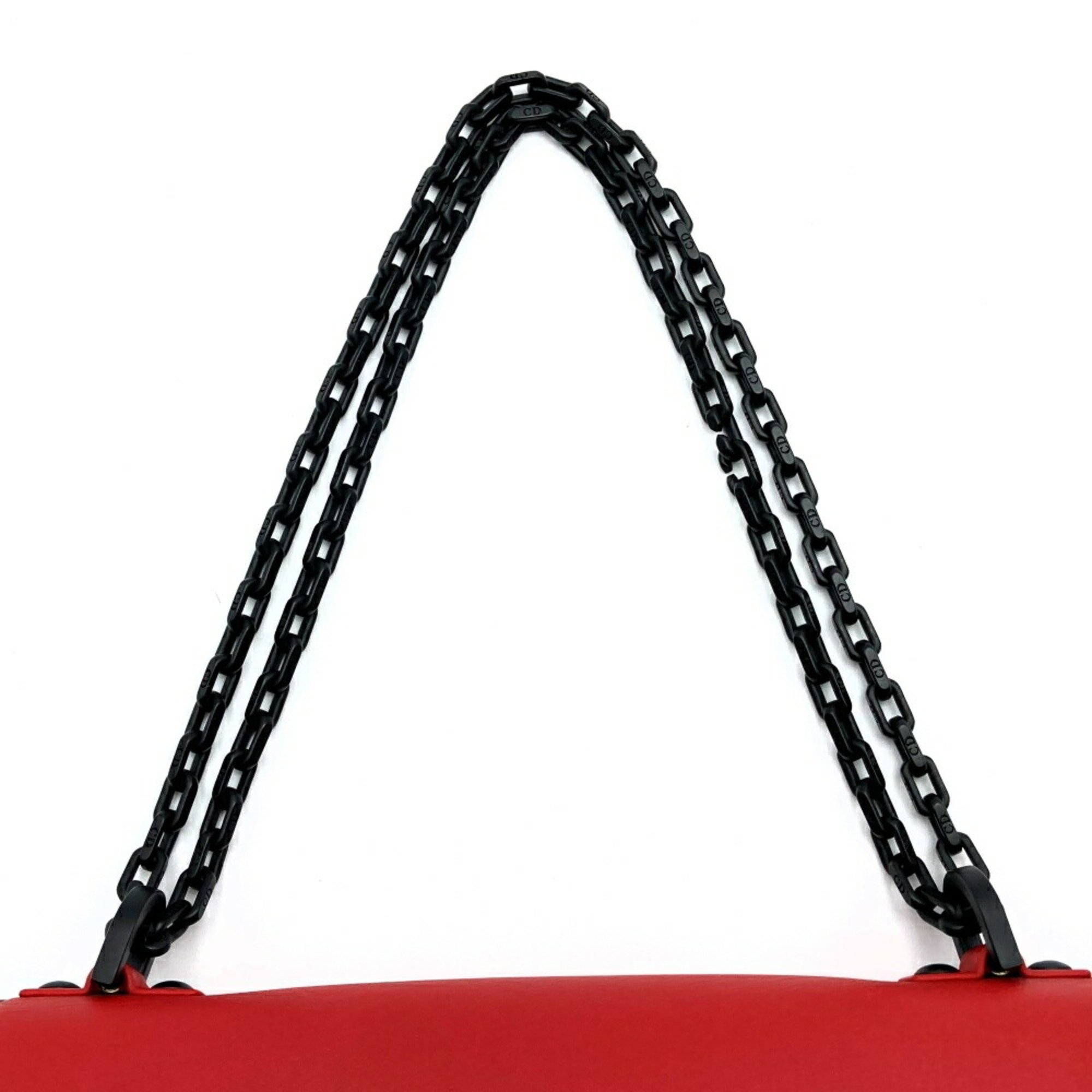 Christian Dior Dior JADIOR Chain Shoulder Bag Leather Red/Black Maria Grazia Chiuri Women's