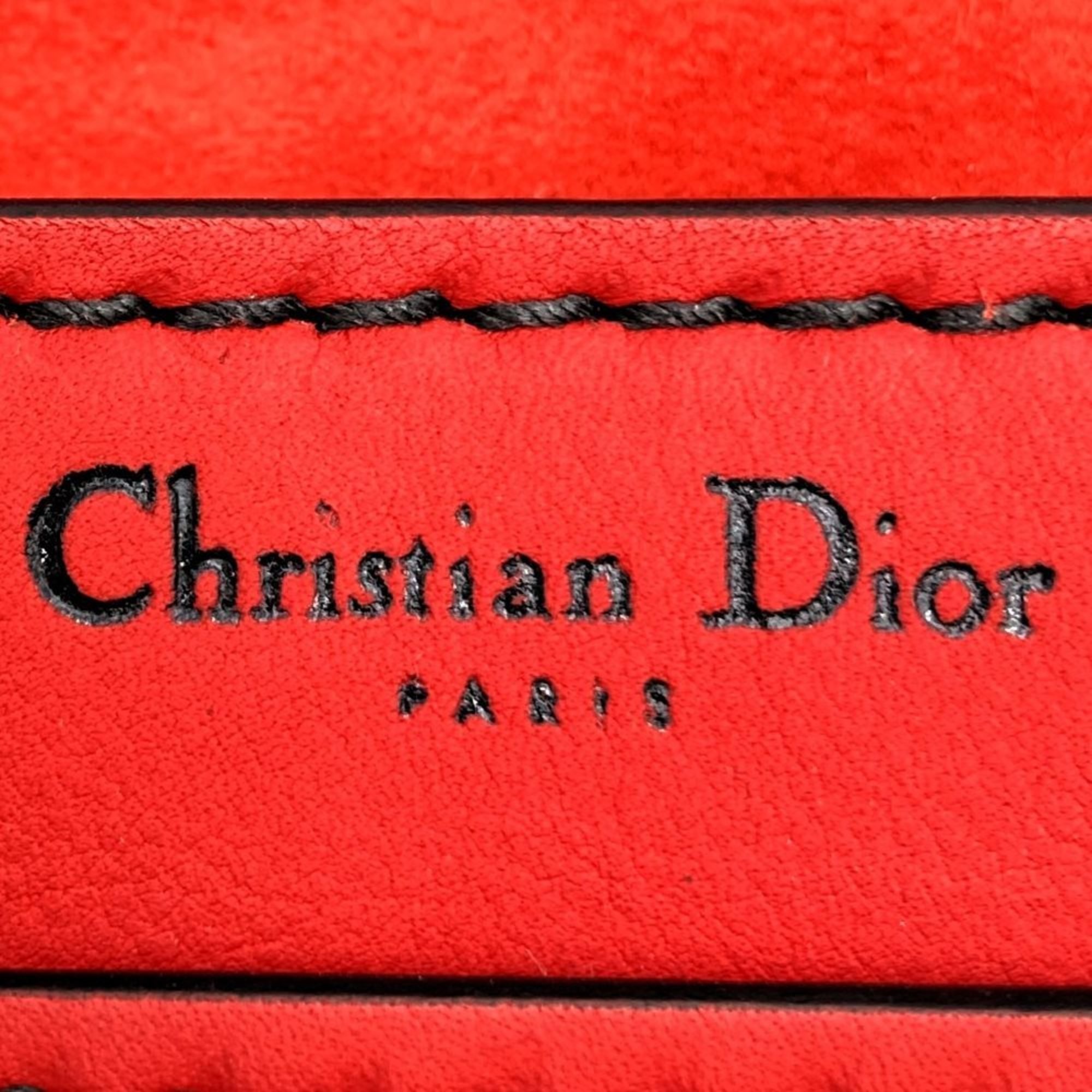 Christian Dior Dior JADIOR Chain Shoulder Bag Leather Red/Black Maria Grazia Chiuri Women's