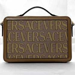 Versace 2-way shoulder bag f-21651 brown beige 2023 10017691A07951 2N24V trunk leather IC tag reaction available VERSACE box crossbody vanity second