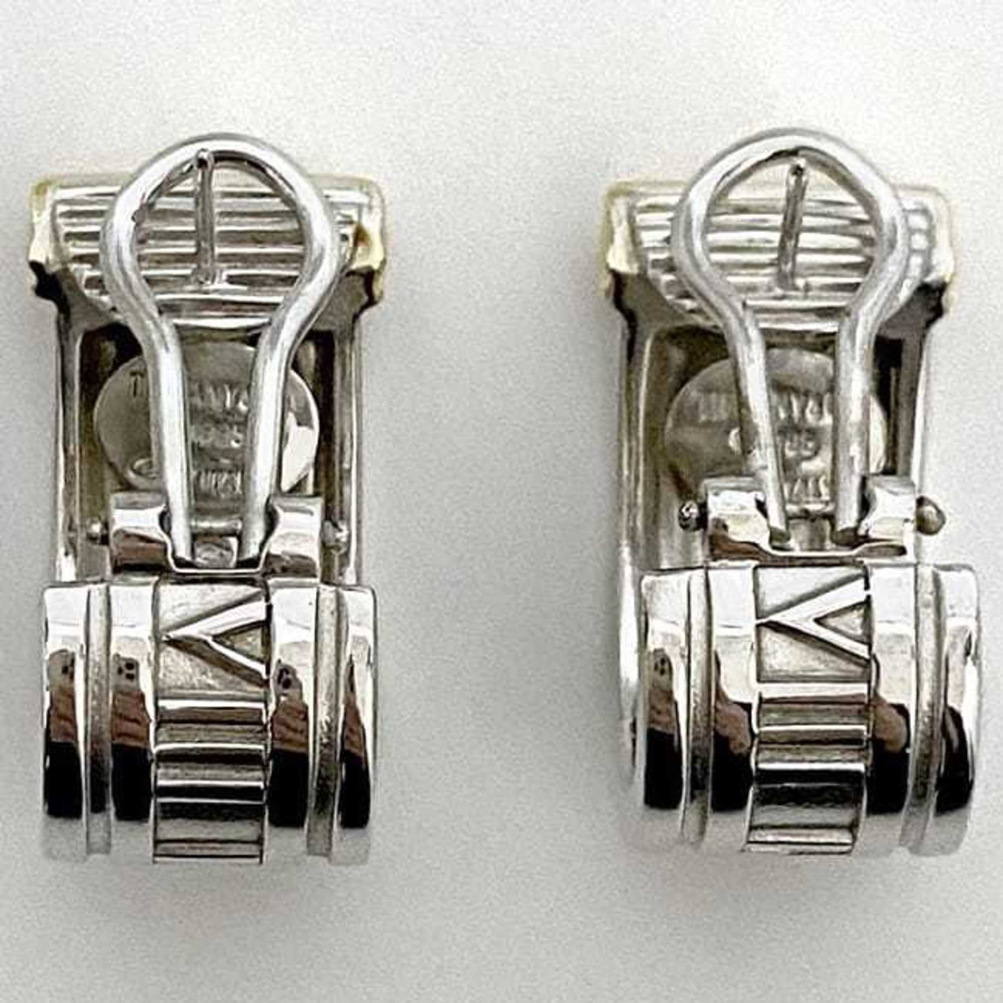 Tiffany Earrings f-21575 Silver Yellow Gold YG Atlas 925 750 TIFFANY&Co. Roman Numerals Combination Women's