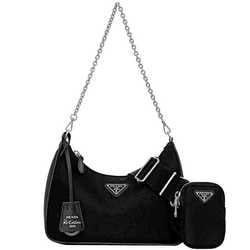 Prada 2-way shoulder bag f-21634 Black Re-Edition 2005 Re-Nylon 1BH204 Nylon 165 PRADA Chain Pouch Bag Crossbody Women's