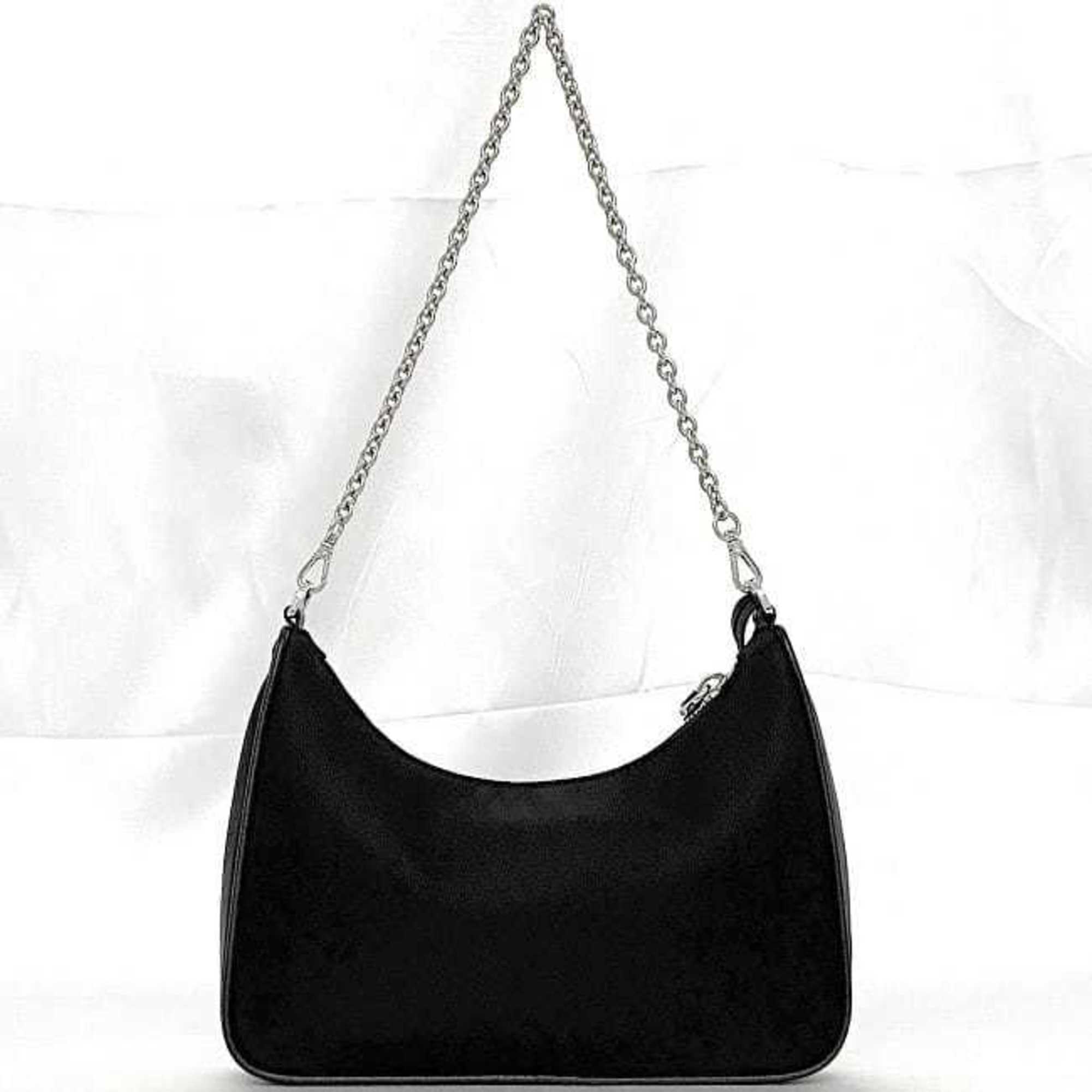 Prada 2-way shoulder bag f-21634 Black Re-Edition 2005 Re-Nylon 1BH204 Nylon 165 PRADA Chain Pouch Bag Crossbody Women's