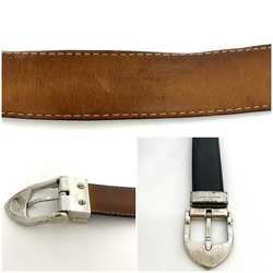 Louis Vuitton Belt Santur Classic ec-21564 Black Silver Ardoise Taiga M6843 Waist ~88cm Leather CT2192 LOUIS VUITTON