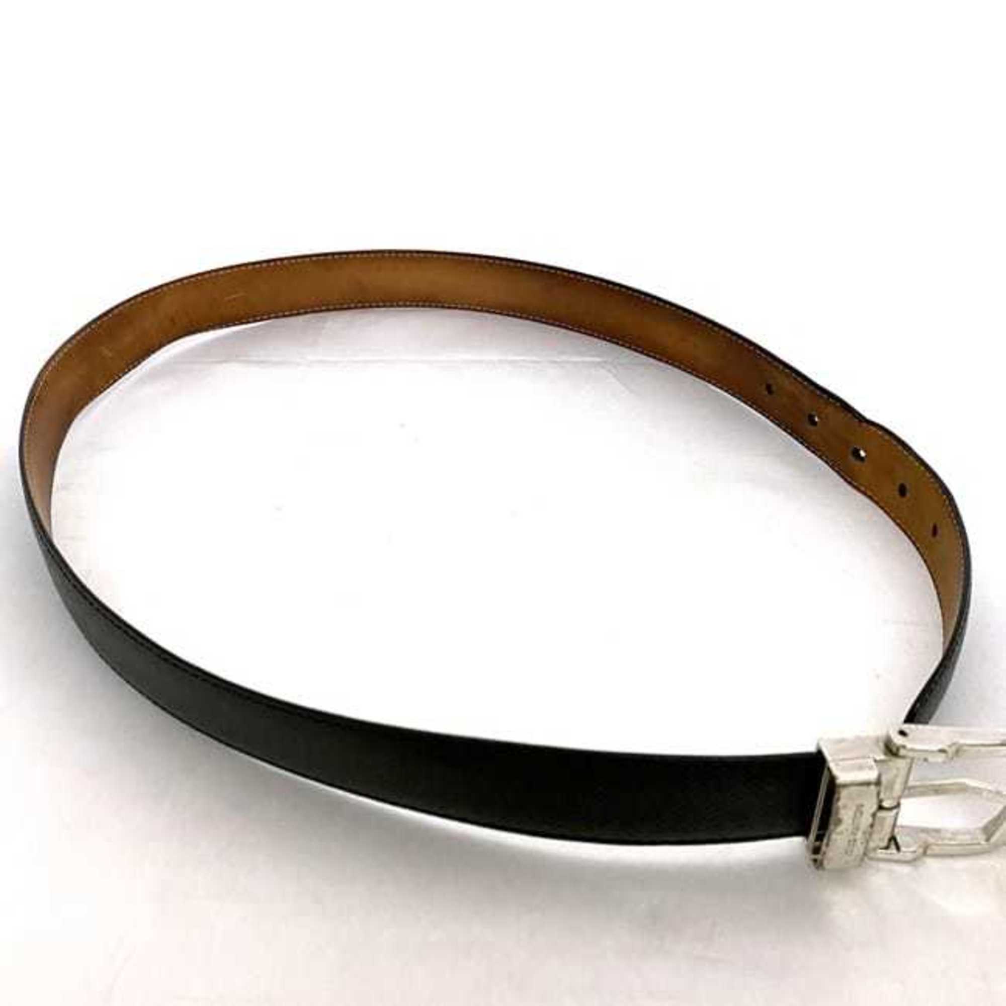 Louis Vuitton Belt Santur Classic ec-21564 Black Silver Ardoise Taiga M6843 Waist ~88cm Leather CT2192 LOUIS VUITTON