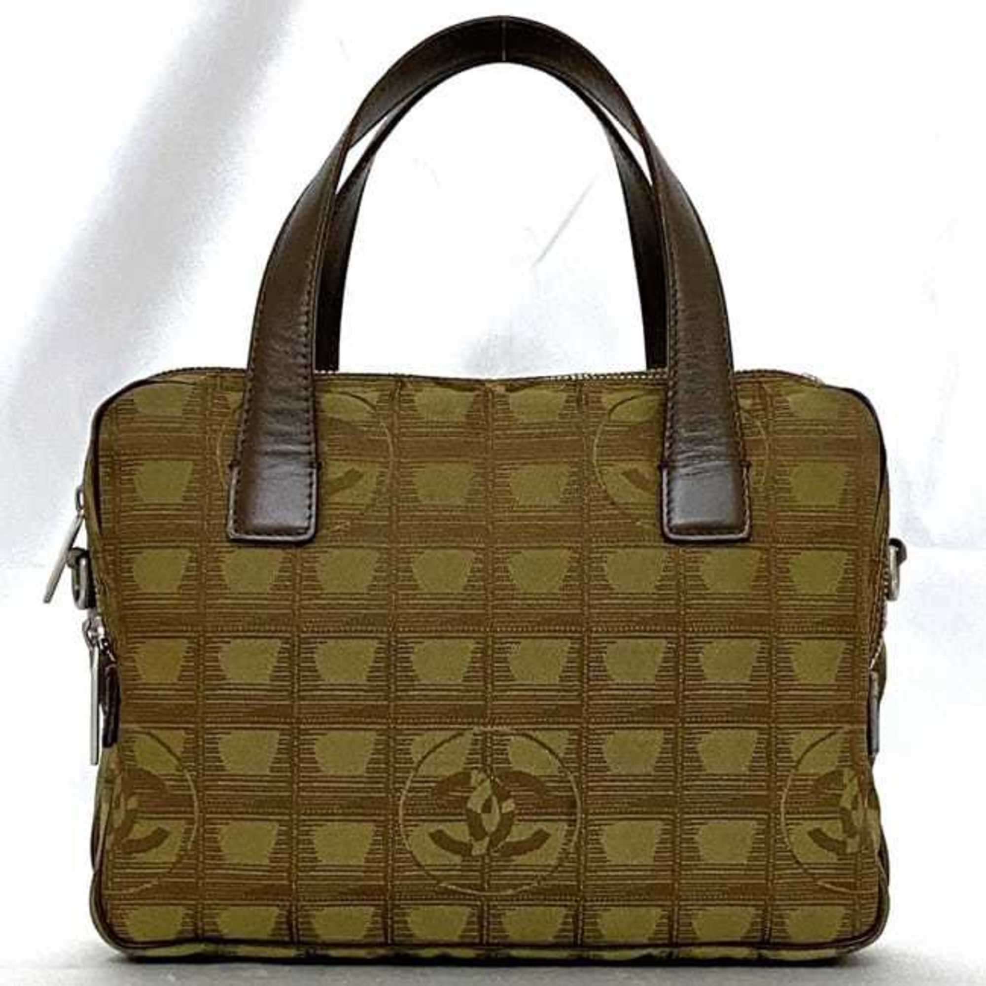 Chanel handbag ec-21623 khaki New Travel Line A15973 bag nylon leather 7096337 CHANEL Coco Mark ladies