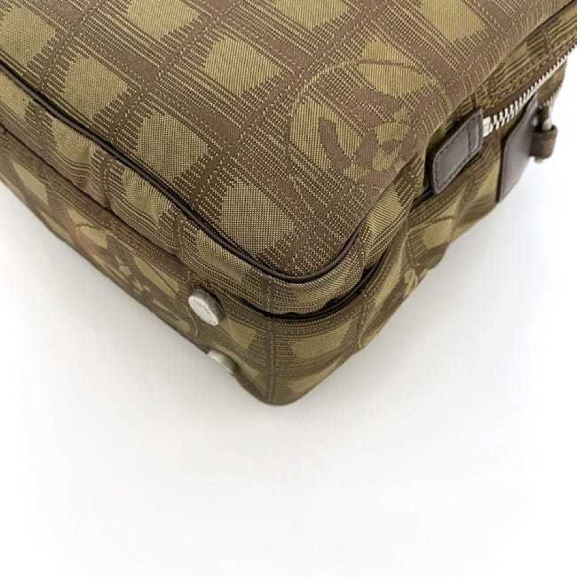 Chanel handbag ec-21623 khaki New Travel Line A15973 bag nylon leather 7096337 CHANEL Coco Mark ladies