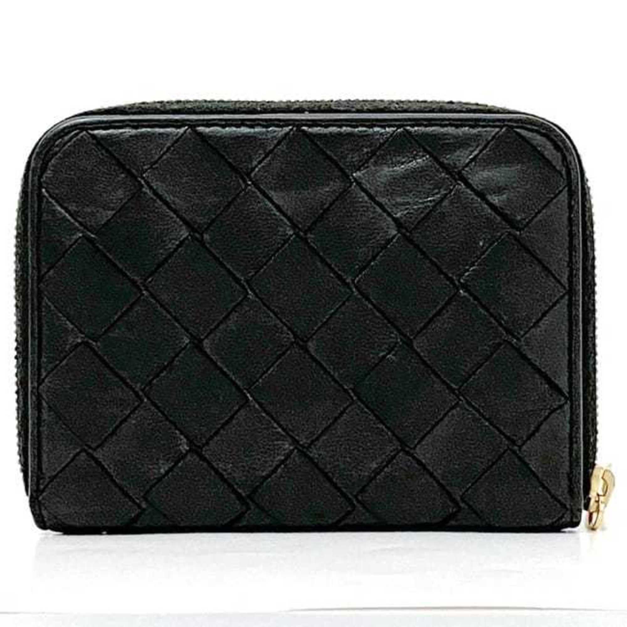 Bottega Veneta Coin Case ec-21504 Black Intrecciato Purse Leather BOTTEGA VENETA Wallet Women Men Compact