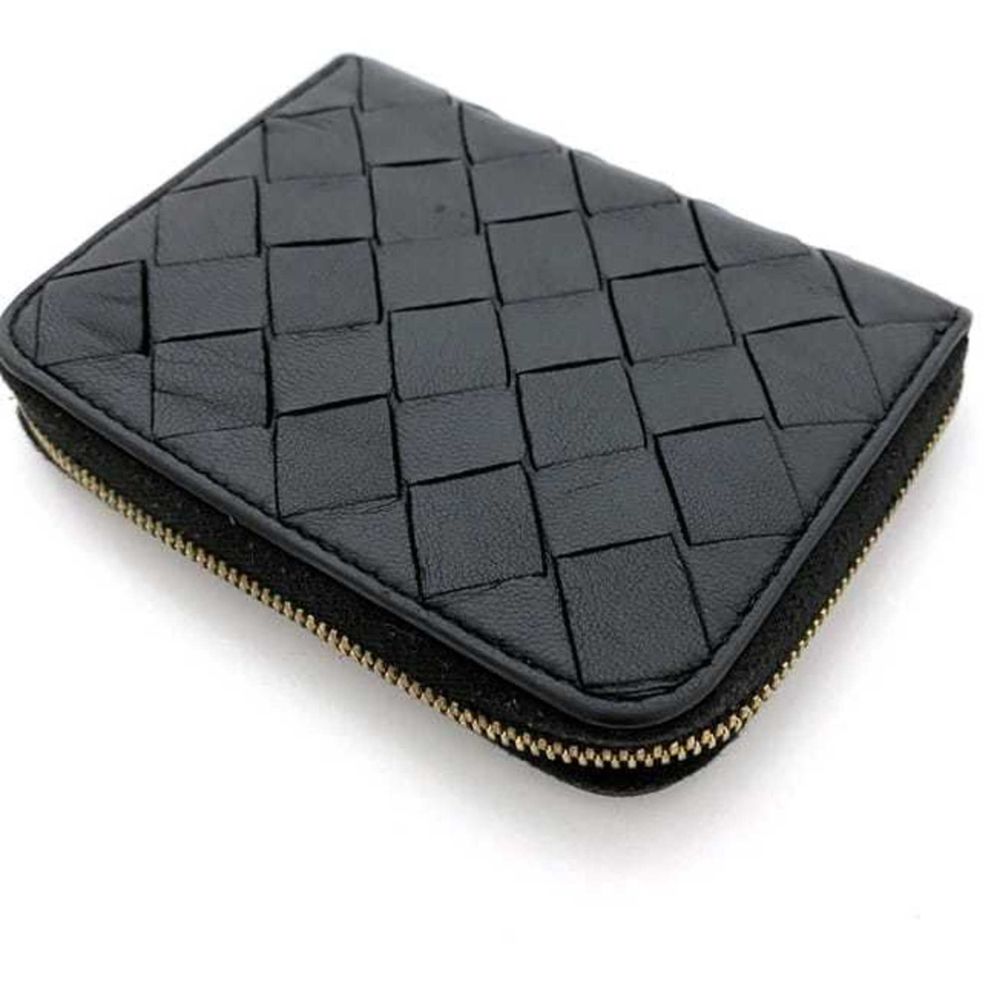 Bottega Veneta Coin Case ec-21504 Black Intrecciato Purse Leather BOTTEGA VENETA Wallet Women Men Compact