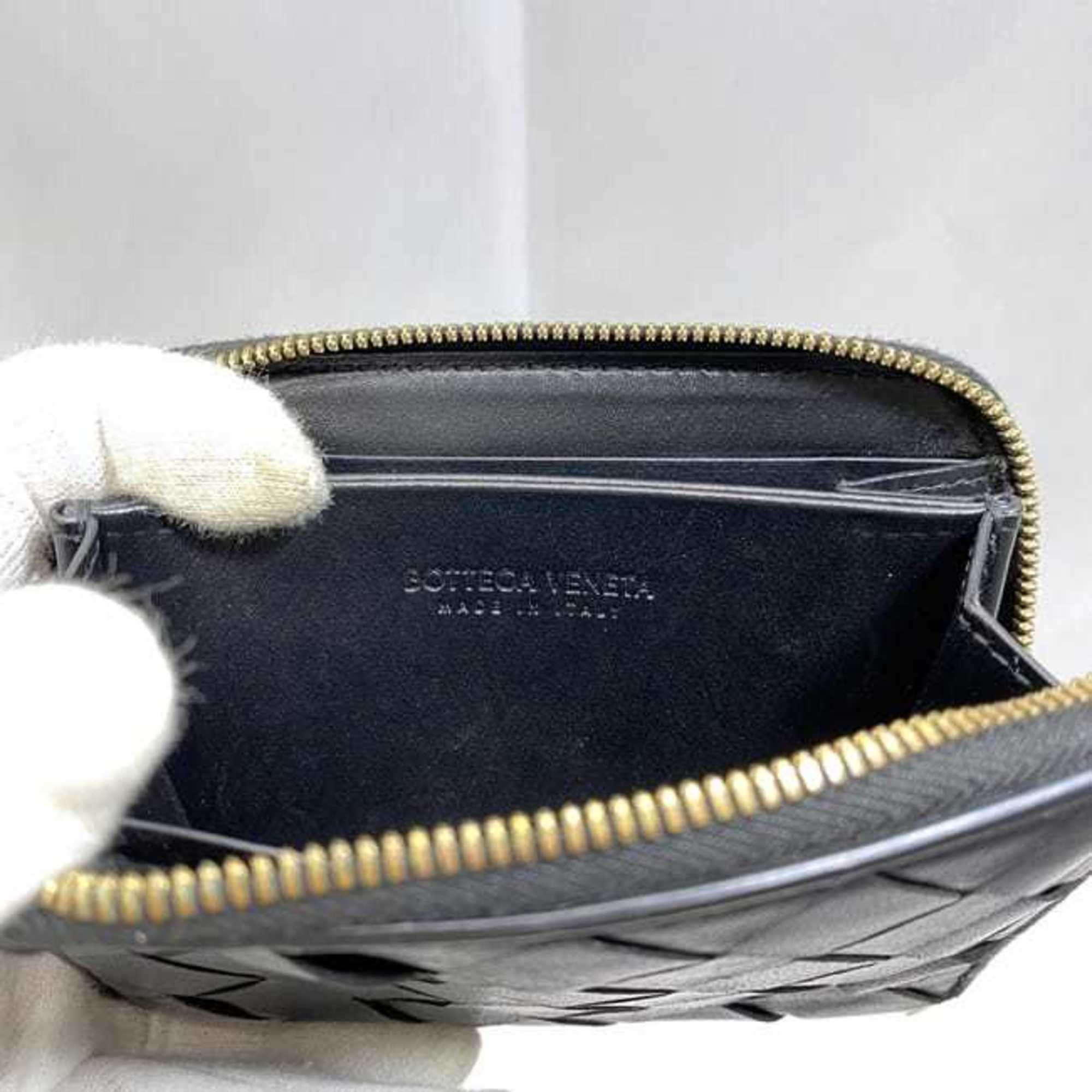 Bottega Veneta Coin Case ec-21504 Black Intrecciato Purse Leather BOTTEGA VENETA Wallet Women Men Compact