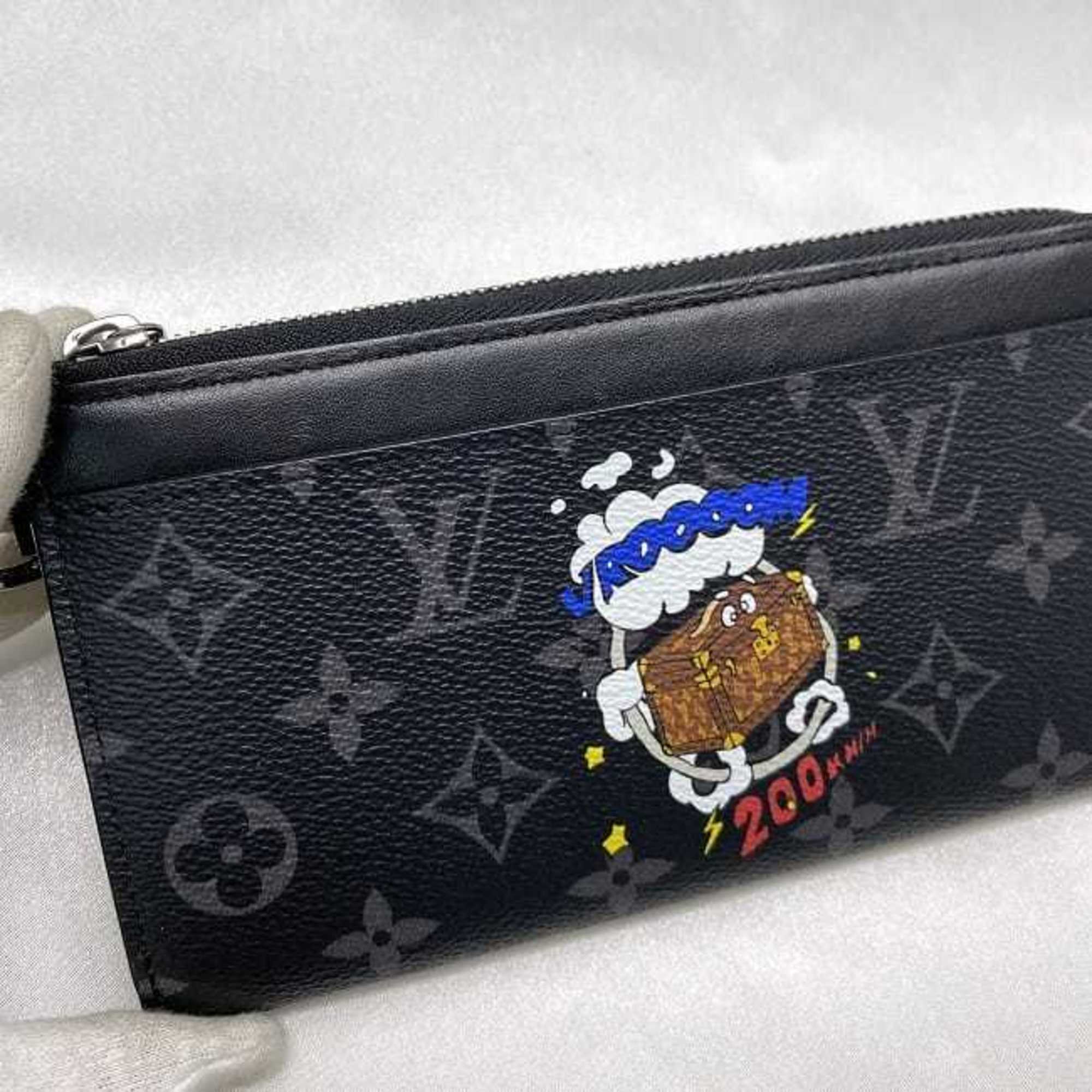 Louis Vuitton Long Wallet Zippy Dragonne f-21607 Black Gray Brown Monogram Eclipse M80994 Canvas IC Tag Response (No Serial Number Engraving) LOUIS VUITTON L-Shape Paint