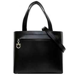 Salvatore Ferragamo 2-way bag ec-21621 Black Gancini AG-21 9243 Shoulder Leather Freestanding Handbag Cowhide Women's