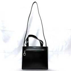 Salvatore Ferragamo 2-way bag ec-21621 Black Gancini AG-21 9243 Shoulder Leather Freestanding Handbag Cowhide Women's