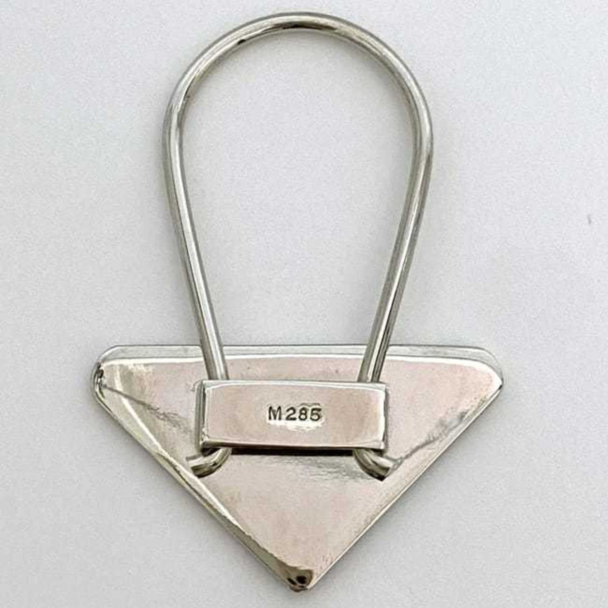 Prada Key Ring ec-21535 Silver Black Yellow Metal PRADA Holder Charm Triangle Women Men