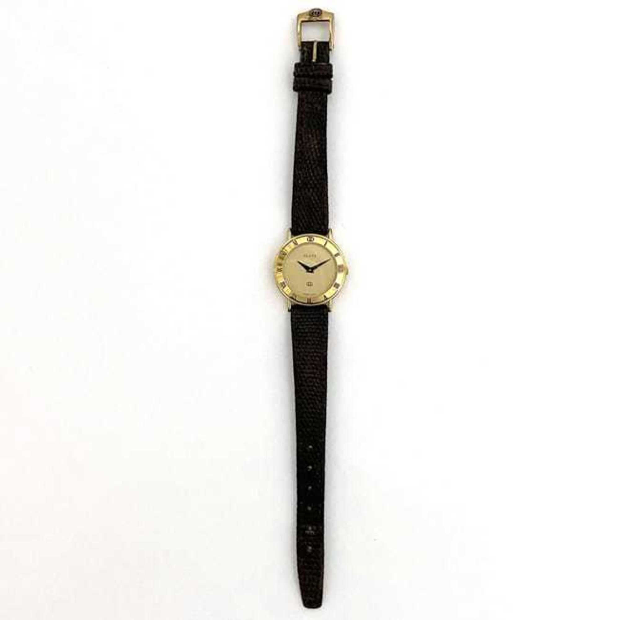 Gucci Watch f-21531 Gold Dark Brown Interlocking 3000L SS Leather Quartz 0210*** GUCCI Women's Dial Battery Operated GG