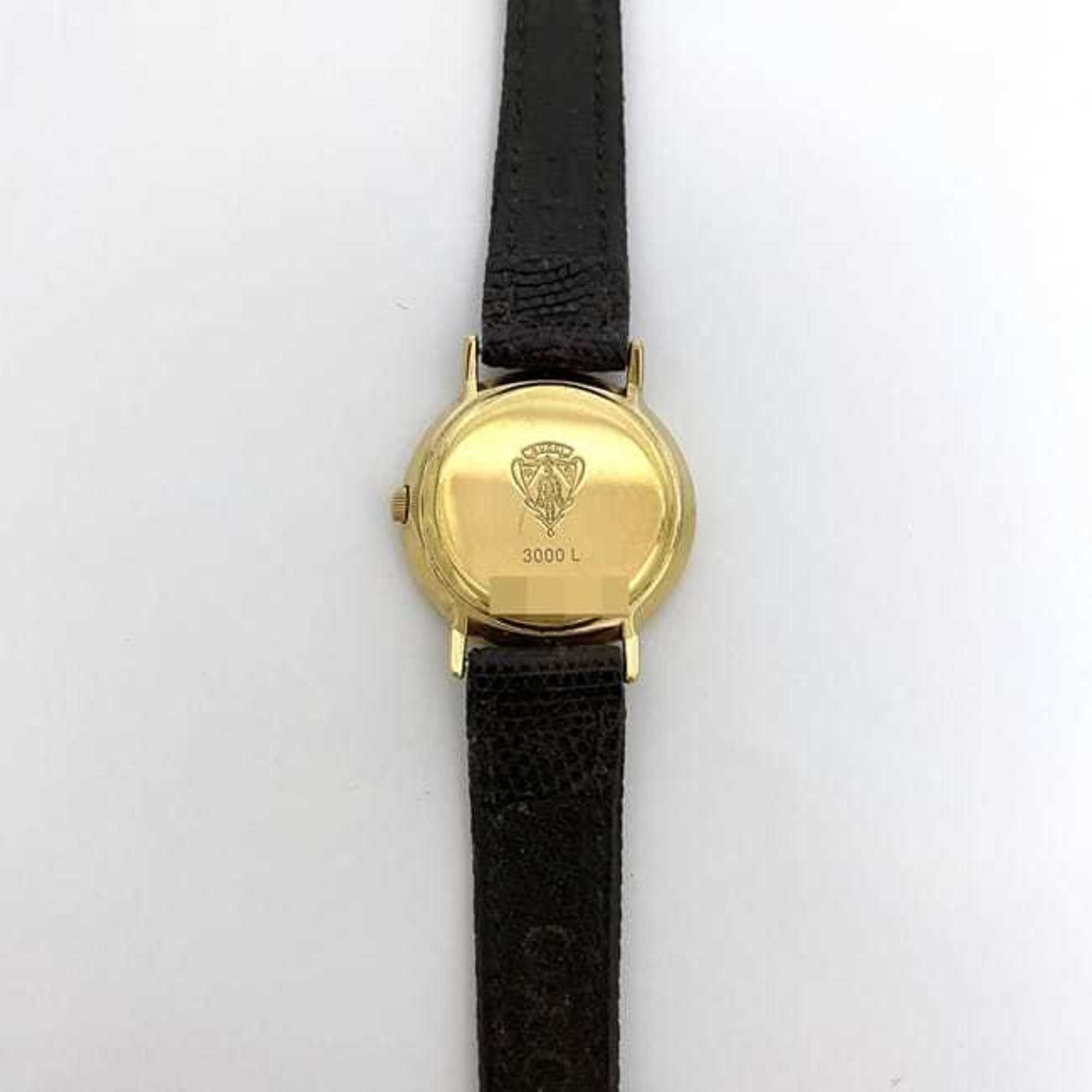 Gucci Watch f-21531 Gold Dark Brown Interlocking 3000L SS Leather Quartz 0210*** GUCCI Women's Dial Battery Operated GG