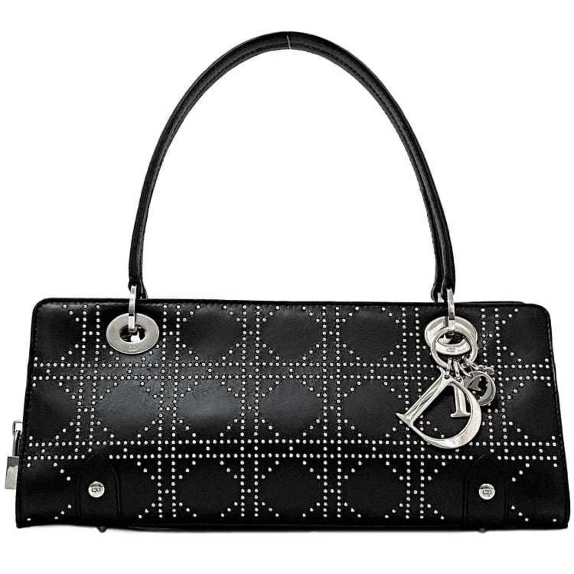 Christian Dior Bag f-21666 Black Lady Leather Studs 05 MA 0073 Charm Handbag Freestanding