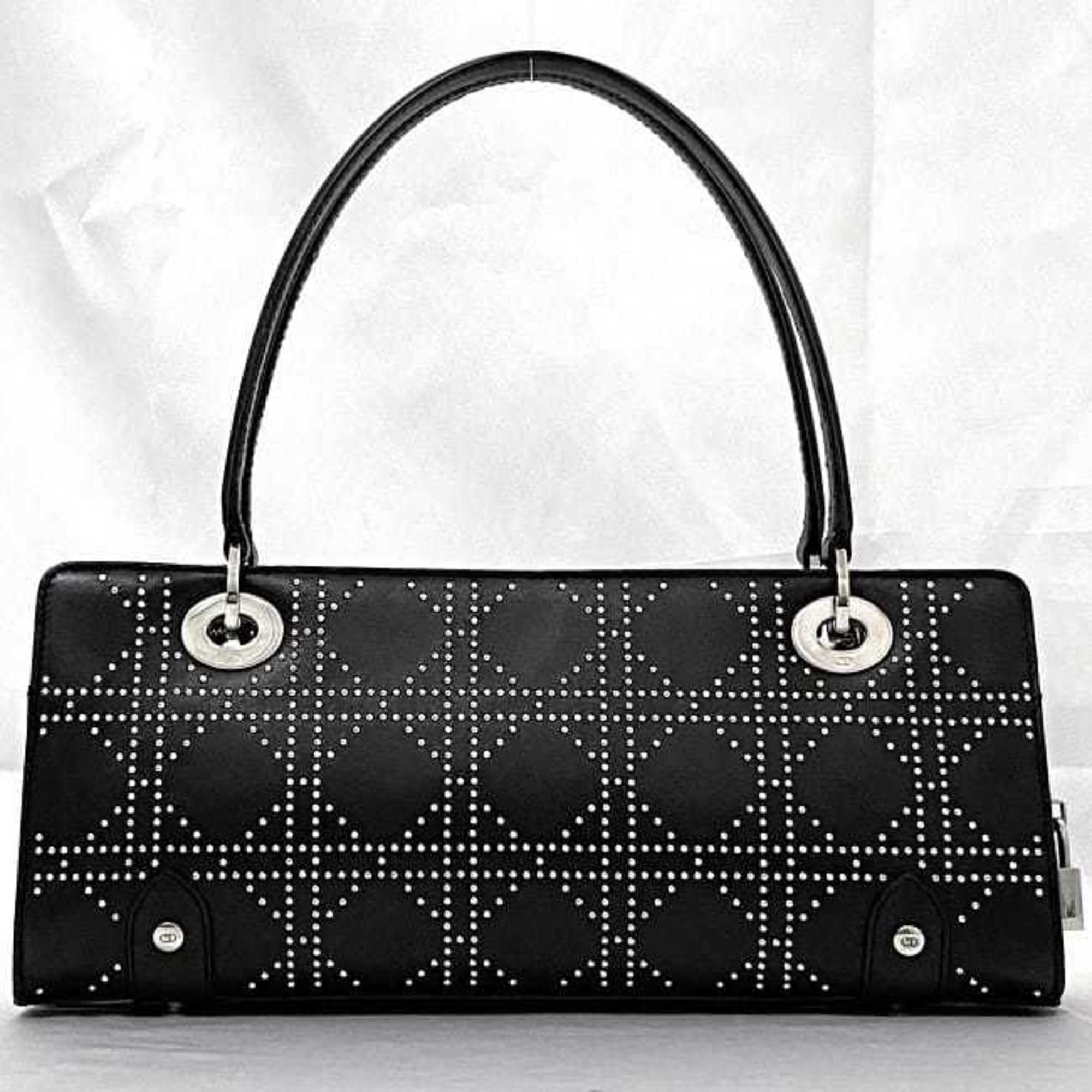 Christian Dior Bag f-21666 Black Lady Leather Studs 05 MA 0073 Charm Handbag Freestanding