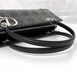 Christian Dior Bag f-21666 Black Lady Leather Studs 05 MA 0073 Charm Handbag Freestanding