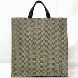 Gucci Tote Bag f-21617 Beige Black GG Supreme 456217 PVC Leather GUCCI Vertical Men's Women's Unisex