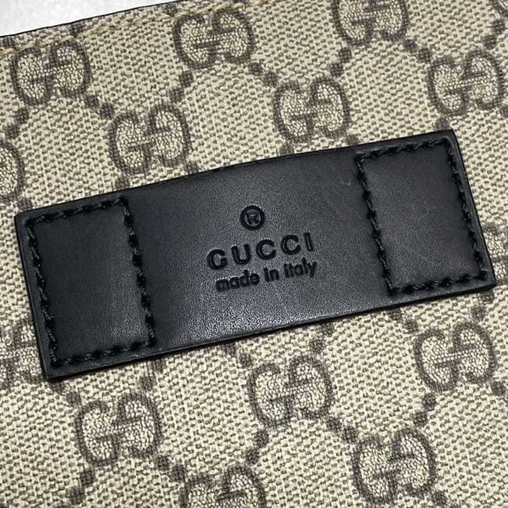 Gucci Tote Bag f-21617 Beige Black GG Supreme 456217 PVC Leather GUCCI Vertical Men's Women's Unisex