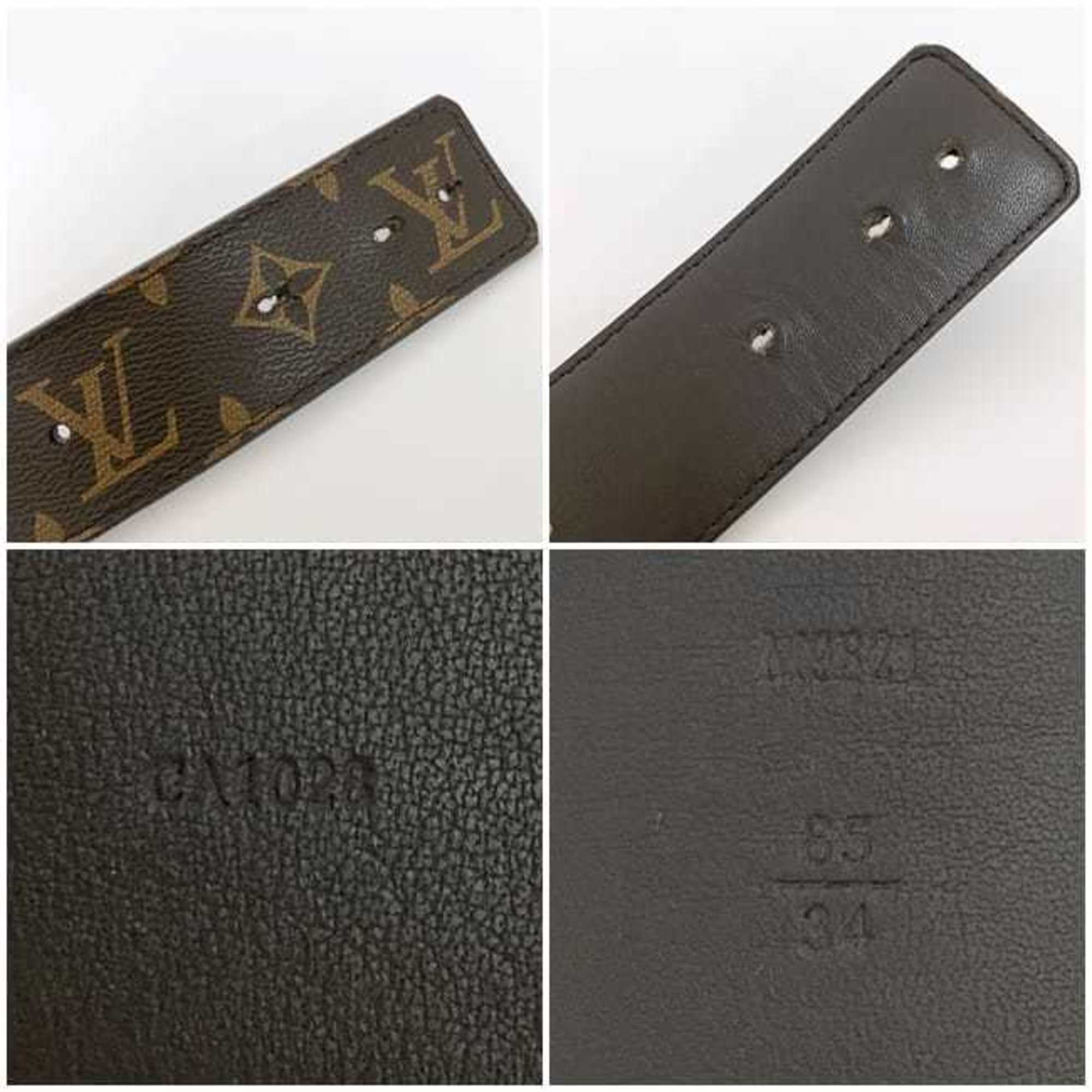 Louis Vuitton Waist Belt Santur LV Initial ec-21534 Brown Black Monogram Taiga Line M9821 95cm Canvas Metal CA1028 LOUIS VUITTON Men's 40mm