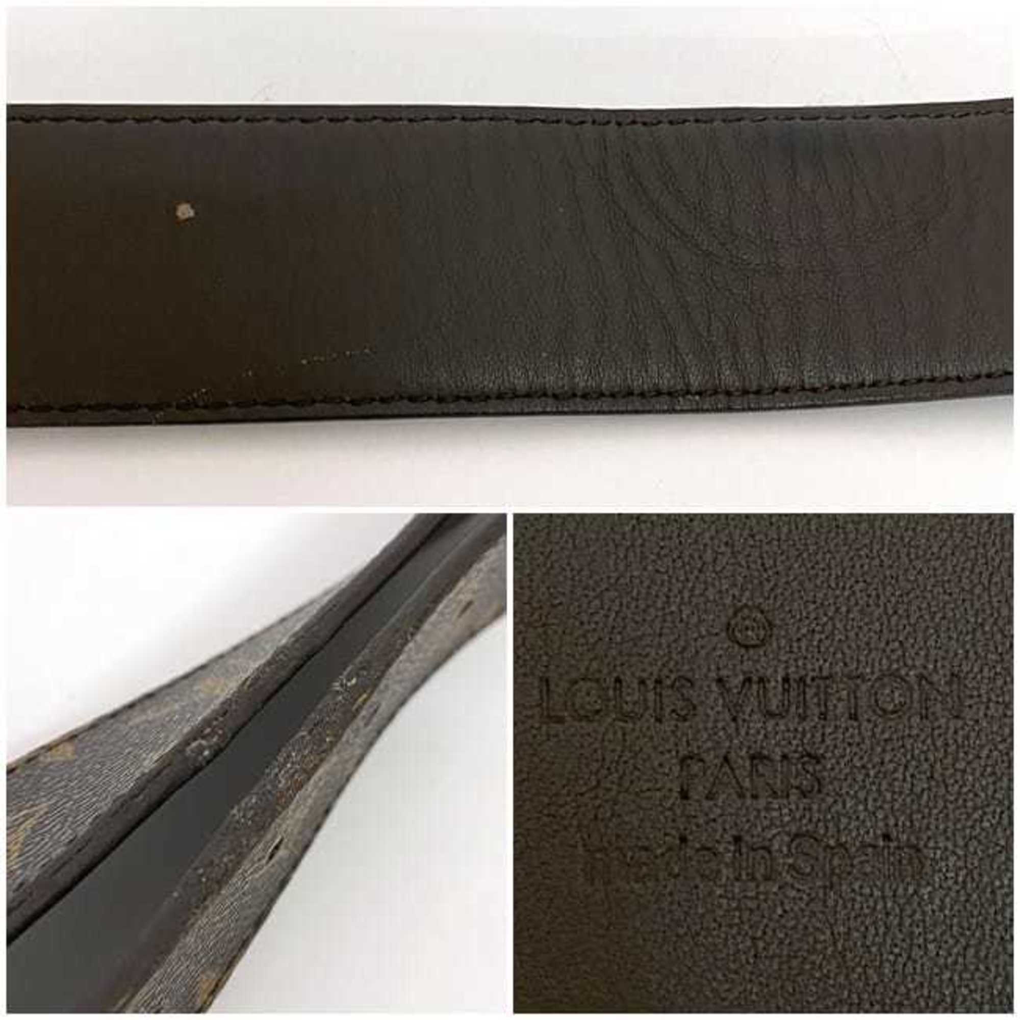 Louis Vuitton Waist Belt Santur LV Initial ec-21534 Brown Black Monogram Taiga Line M9821 95cm Canvas Metal CA1028 LOUIS VUITTON Men's 40mm