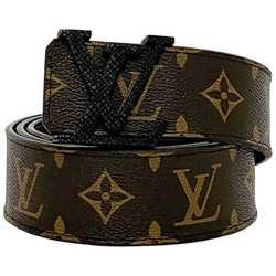 Louis Vuitton Waist Belt Santur LV Initial ec-21534 Brown Black Monogram Taiga Line M9821 95cm Canvas Metal CA1028 LOUIS VUITTON Men's 40mm