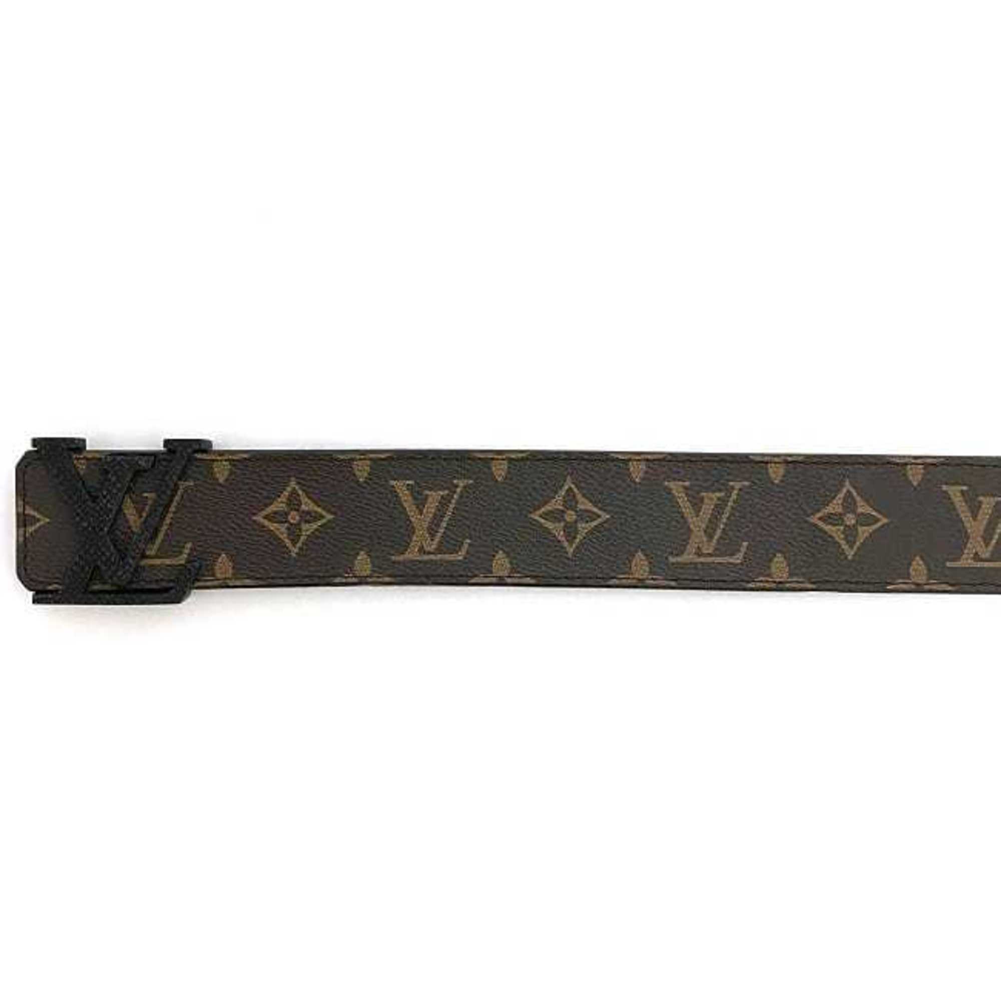 Louis Vuitton Waist Belt Santur LV Initial ec-21534 Brown Black Monogram Taiga Line M9821 95cm Canvas Metal CA1028 LOUIS VUITTON Men's 40mm