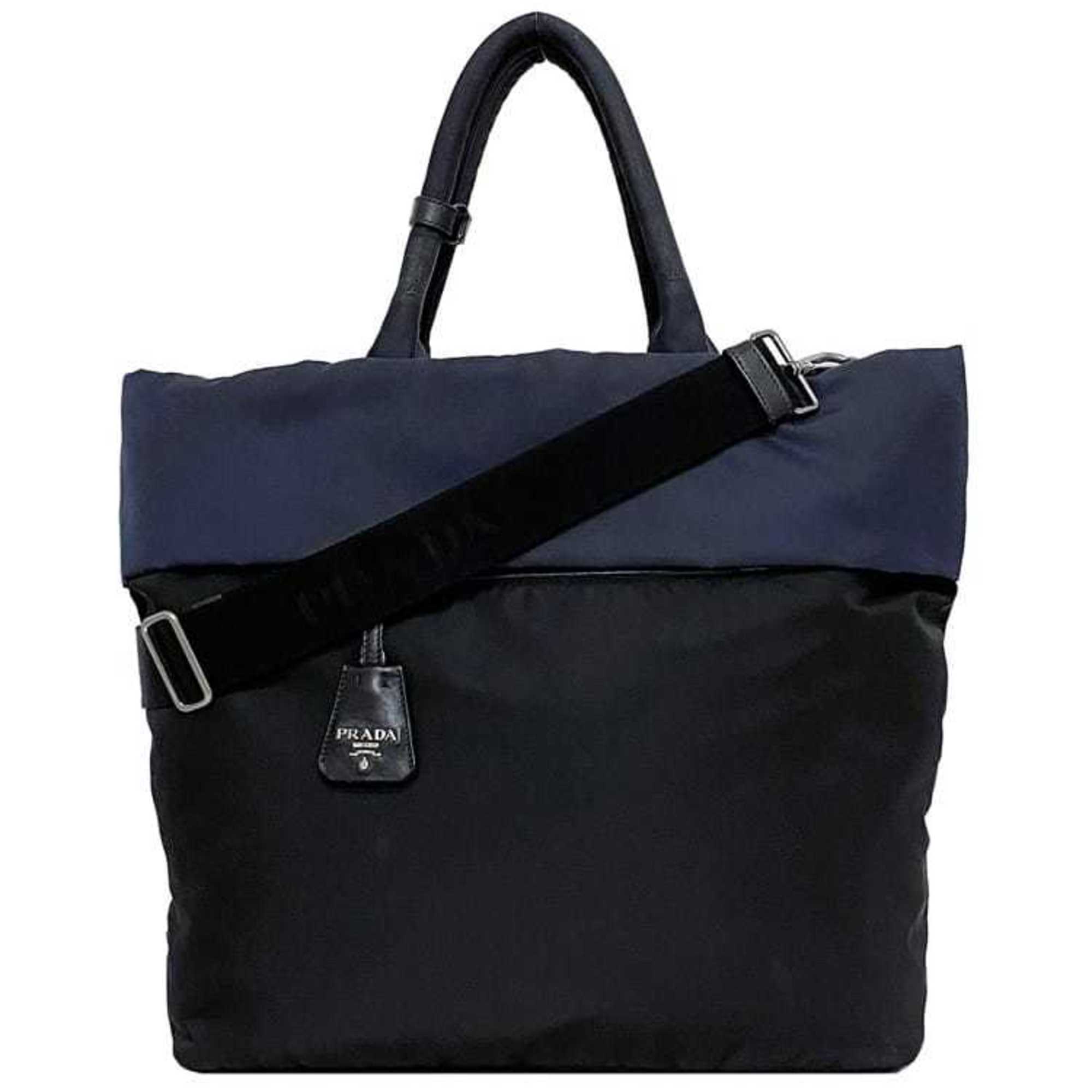 Prada 2-way bag ec-21491 Black Navy NERO BLEU Tessuto Double B4521V Shoulder Nylon Leather PRADA Men's Women's