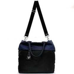 Prada 2-way bag ec-21491 Black Navy NERO BLEU Tessuto Double B4521V Shoulder Nylon Leather PRADA Men's Women's