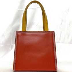 LOEWE handbag f-21571 red yellow bag leather self-standing square postal ladies retro