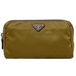 Prada pouch ec-21532 beige brown TABACCO VELA 1N0693 nylon 42 PRADA Vela plate ladies case