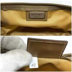 Prada pouch ec-21532 beige brown TABACCO VELA 1N0693 nylon 42 PRADA Vela plate ladies case