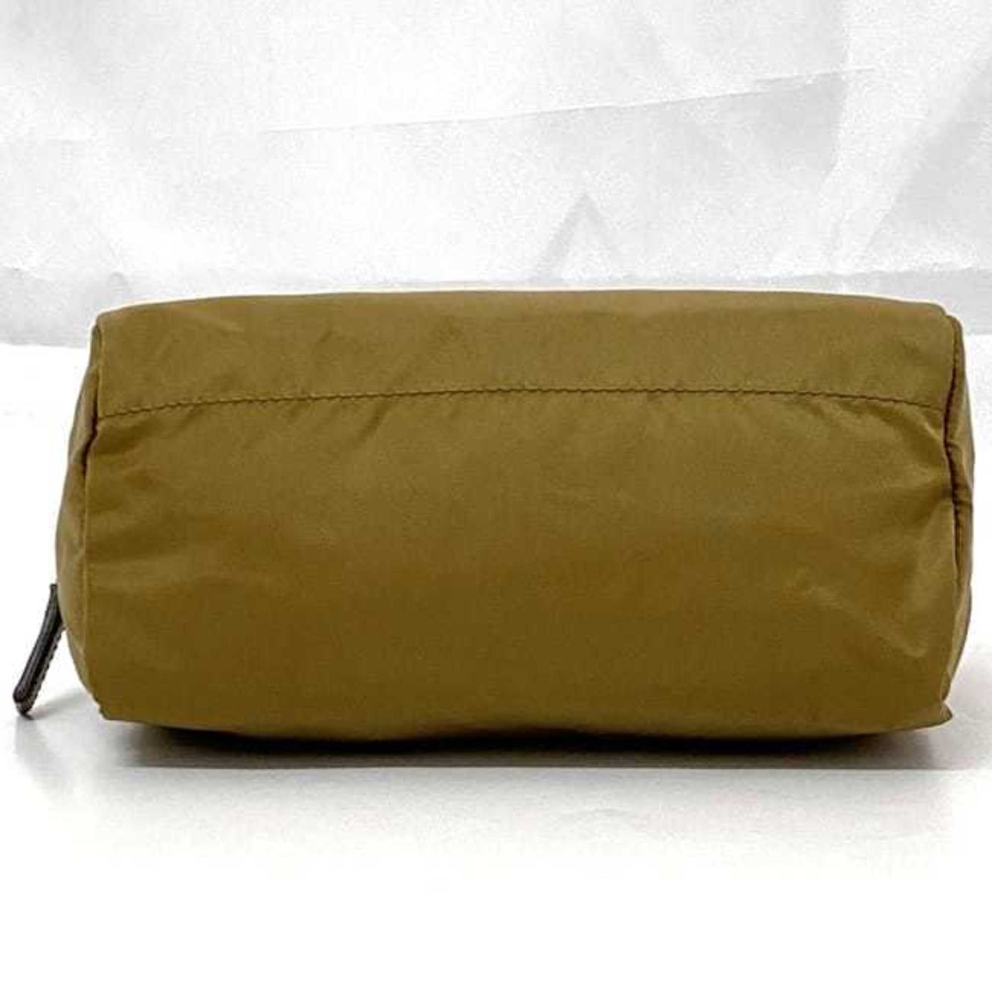 Prada pouch ec-21532 beige brown TABACCO VELA 1N0693 nylon 42 PRADA Vela plate ladies case