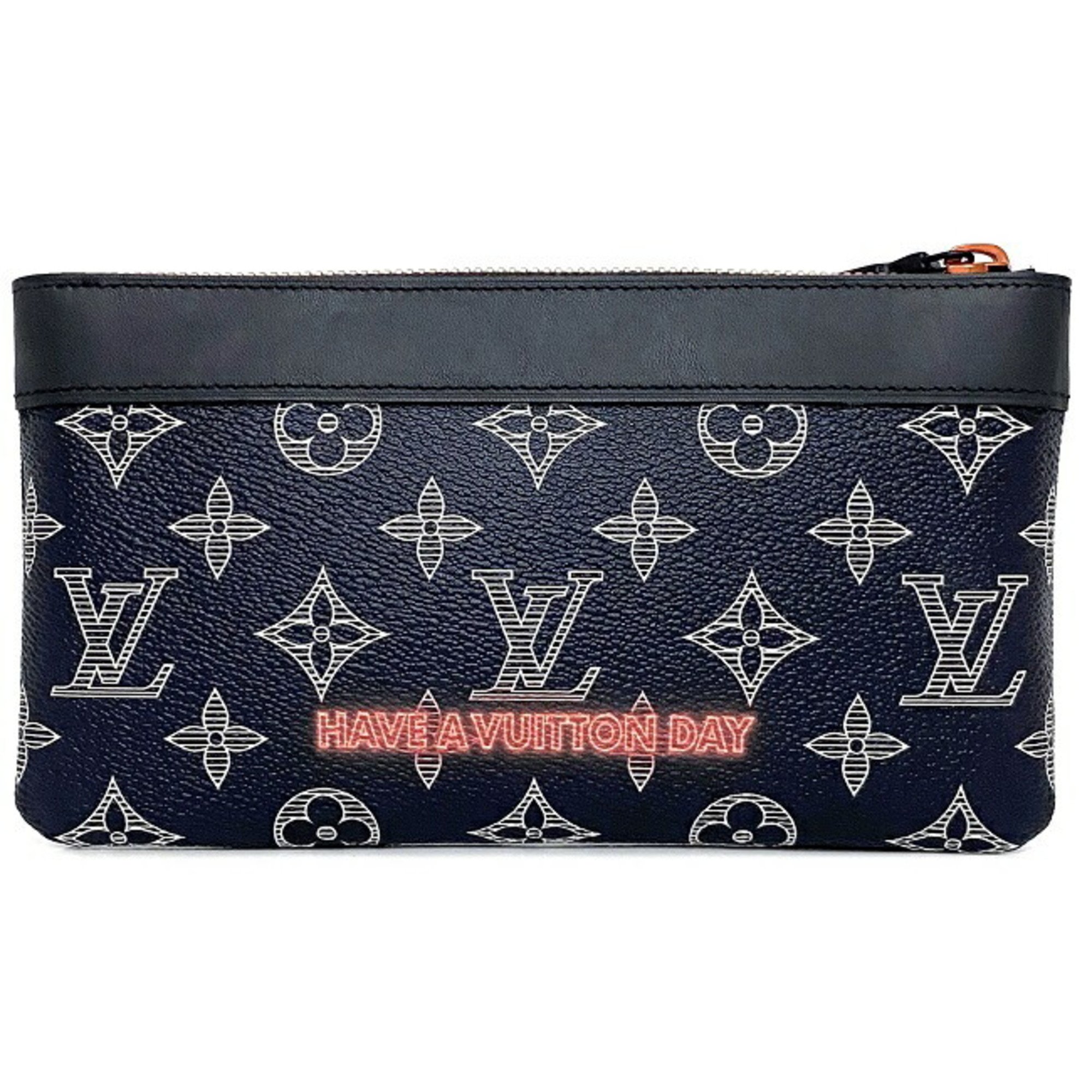 Louis Vuitton Pouch Pochette Apollo PM Navy Neon Red Monogram Ink Upside Down M62898 SP1138 LOUIS VUITTON f-21649 LV Men's Blue f-15483