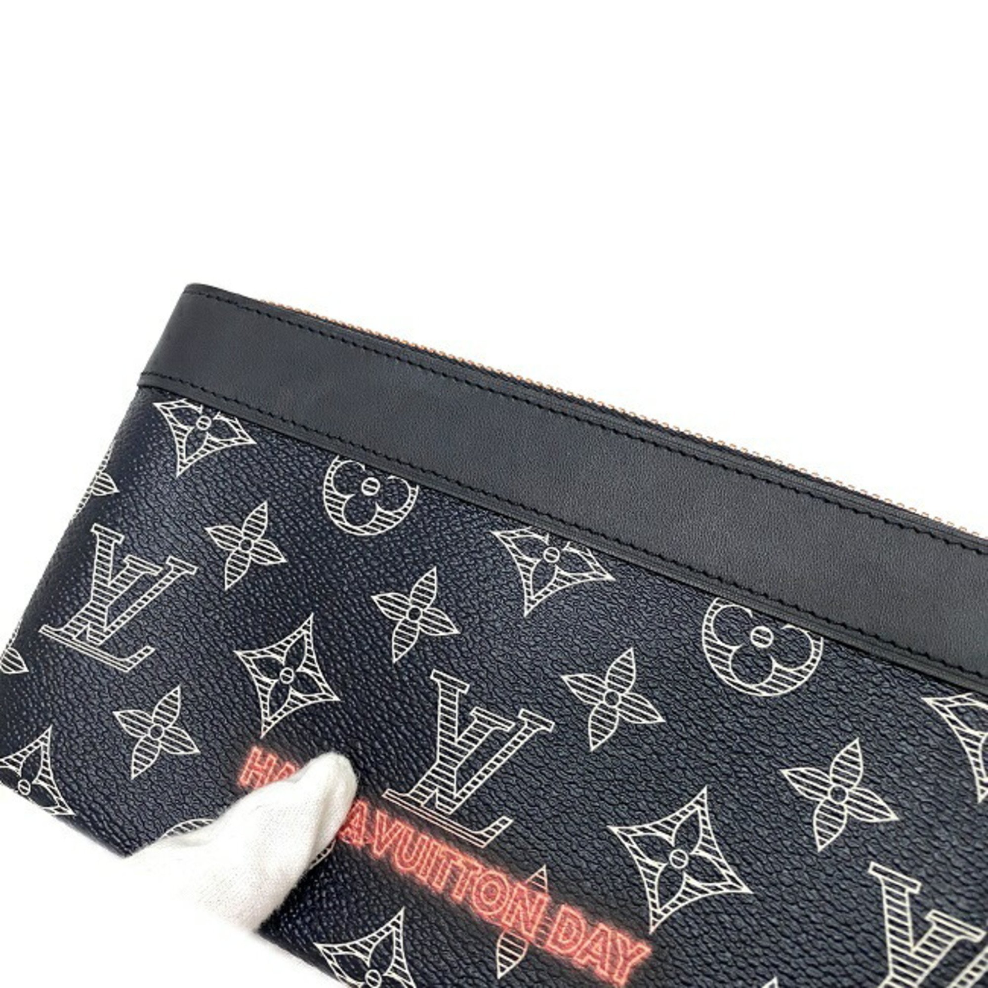 Louis Vuitton Pouch Pochette Apollo PM Navy Neon Red Monogram Ink Upside Down M62898 SP1138 LOUIS VUITTON f-21649 LV Men's Blue f-15483